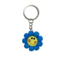 Lindo llavero de flor azul con cara sonriente, accesorio ideal para bolsos y llaves de coche. - 005-06 Llavero