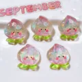 Cute resin peach shoe charms DIY handmade accessories sparkling glitter fruit design lovely style. - Peach