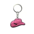 Llavero de sombrero de vaquero rosa, lindo anillo de goma PVC para bolsos y auriculares. - Sombrero de Vaquero Rosa