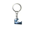 Lindo llavero de PVC con ola japonesa elegante anillo de metal colgante bolso coche - Ola marina