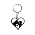 Llavero de corazón de caballo vaquero occidental anillo metálico accesorio elegante - Silueta de Caballo Corazón