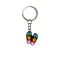 Llavero chancla arco iris colorido lindo colgante bolso goma suave PVC anillo de llaves - Chancletas