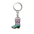 Lindo llavero bota de vaquero occidental PVC suave rosa azul colgante de bolso regalo adorable - Bota de Vaquero Rosa