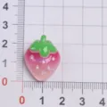 Dije de fresa de resina con purpurina rosa accesorio de joyería DIY para funda teléfono. - Parte posterior plana de fresa / GW702-012
