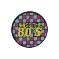 Retro 80s style round silicone charm badge with colorful disco checkered pattern design. - Fits 4-10mm Straws / 107-08 (80S Theme)
