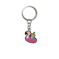 Llavero flamenco flotador de dibujos animados PVC goma suave colgante de bolso charm - Anillo de Natación Flamenco