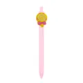 Bolígrafo retráctil rosa con bonito dije de silicona de piruleta para papelería escolar. - Estilo Lazo Piruleta / Rosa