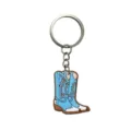 Bonito llavero bota de vaquero de PVC azul blanco elegante accesorio bolso regalo - Bota de Vaquero del Oeste