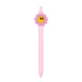 Lindo bolígrafo de gel rosa con decoración de flor sonriente de dibujos animados, escritura suave. - Pétalos Rosas (005-04F15) / Rosa