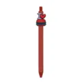 Red retractable ballpoint pen with cute burger silicone charm for students and office stationery. - Burger Pendant Style / Red