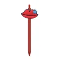 Red retractable ballpoint pen with cute silicone lips and star decor for school and office. - Red Lips Star Style / Red