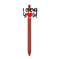 Bolígrafo de gel rojo para San Valentín con lindo adorno de corazón y frase divertida para oficina. - Parche de Corazón I CHEWS YOU (269-03) / Rojo brillante