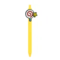 Cute cartoon lollipop charm retractable gel pen for students and office writing, yellow body. - Lollipop Star Style / Yellow