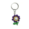 Llavero de flor morada bonito con hojas verdes, colgante suave para bolsos y llaves de coche. - 005-26 Llavero