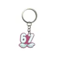 Leuke nummer 67 roze zacht rubberen sleutelhanger met tekenfilmhanden en metalen ring. - Stijl 09