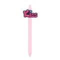 Pink retractable ballpoint pen with cute 3D Kiss letter charm student stationery black ink gel pen - KISS Heart Style / Pink