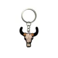 Llavero de calavera de toro vaquero occidental colgante de goma suave para bolso - Forma de Cráneo de Cabeza de Toro
