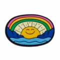 Joli pendentif de chaussure DIY boucle de lacet arc-en-ciel soleil PVC pour baskets - Breloque Arc-en-Ciel Soleil