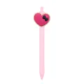 Pink Retractable Gel Pen Cute Heart Silicone Charm Black Bow Student Stationery Variant - Heart Bow Style / Pink