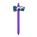 Purple retractable ballpoint pen with cute cartoon eyes and Boo letter charm for school. - BOO Style / Deep purple