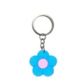 Llavero de flor margarita de dibujos animados, lindo colgante de bolso de silicona azul. - 005-36 Llavero