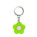 Lindo llavero de flor verde con centro rosa, accesorio elegante ideal para bolsos. - 005-37 Llavero