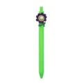 Bolígrafo de gel retráctil verde con linda decoración de flor morada para papelería escolar. - Flor Púrpura (005-26F11)