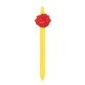 Bolígrafo de gel amarillo con flor de rosa roja 3D, lindo bolígrafo de papelería para estudiantes. - Rosa 3D (005-27F10)