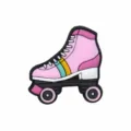 Pink roller skate shoe charm silicone accessories decorative buckle for shoes and bracelets - Fits 4-10mm Straws / 107-24 (Roller Skates)