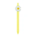 Bonito bolígrafo de gel retráctil amarillo con decoración de margarita blanca para estudiar. - Margarita Blanca (005-28F16)