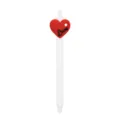 Cute white retractable ballpoint pen with red heart silicone charm for daily school and office use. - Love Heart Style / White