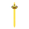 Yellow retractable ballpoint pen with a cute crown silicone topper, student stationery writing pen. - Queen Crown Style / Yellow
