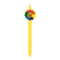 Bolígrafo de gel amarillo con colgante de flor de arco iris colorido, papelería de estudiante. - Sonrisa Arcoíris (005-32F10)