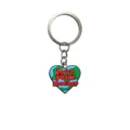 Lindo llavero de tierra en forma de corazón con eslogan, colgante de bolso de goma PVC suave. - Tierra Corazón