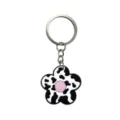 Lindo llavero de flor con estampado de vaca dije estético para bolso anillo metal - 005-41 Llavero