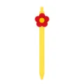 Bolígrafo de Gel Amarillo con Flor de Silicona Roja, Lindo Bolígrafo de Papelería Estudiantil - Flor Roja Centro Amarillo (005-33F10)