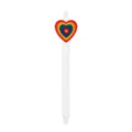 Intrekbare gelpen met regenboog hart hanger, leuk schrijfwaren cadeau voor studenten. - Regenboog Verloop Hart Patch (269-21)