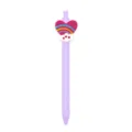 Paarse klikgelpen met schattige 3D siliconen regenboog wolk hart topper voor studenten briefpapier. - Regenboog Wolk Hart Patch (269-22)