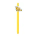 Yellow retractable ballpoint pen featuring a cloud shaped English phrase charm for students. - NO BAD DAYS Style / Yellow