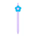Bolígrafo de gel morado con dije de silicona flor azul, escritura suave papelería linda. - Flor Corazón Azul (005-36F14)