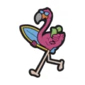 Cute flamingo cartoon PVC shoe charm accessory, stylish surf design for custom decoration. - Fits 4-10mm Straws / 107-36 (Flamingo Surfing)