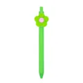 Boligrafo de gel retractil verde lindo adorno de flor de silicona paperia escolar - Pétalo Verde Centro Rosa (005-37F11)