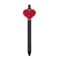 Zwarte gelpen met rode mozaïek hart hangende charm, handige drukballonpen voor studenten. - Geometrisch Mozaïek Hart Patch (269-25)