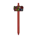 Retractable gel ink pen with colorful PVC cartoon charm letter print for office school stationery - LOVE PEACE Style / Red