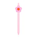 Bonito bolígrafo de gel rosa con adorno de flor de silicona, escritura suave y fluida. - Flor Rosa (005-38F15)