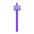 Retractable ballpoint pen with inspirational quote design, purple cute student stationery supply. - DOING GREAT Style / Deep purple
