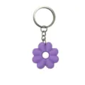 Llavero de margarita morada lindo, colgante de flor de silicona con anillo de metal para bolsos. - 005-56 Llavero