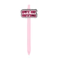 Pink retractable ballpoint pen with cute "OUT OF OFFICE" pvc charm for students stationery use. - OUT OF OFFICE Style / Pink