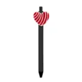 Zwarte gelpen met rood-wit gestreepte hartbedel als schattige schoolbriefpapier variant - Rood-Wit Gestreepte Hart Patch (269-30)