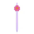 Bolígrafo de gel retráctil papelería estudiante linda flor rosa cuerpo morado escritura fluida - Flor Rosa Centro Amarillo (005-55F14)